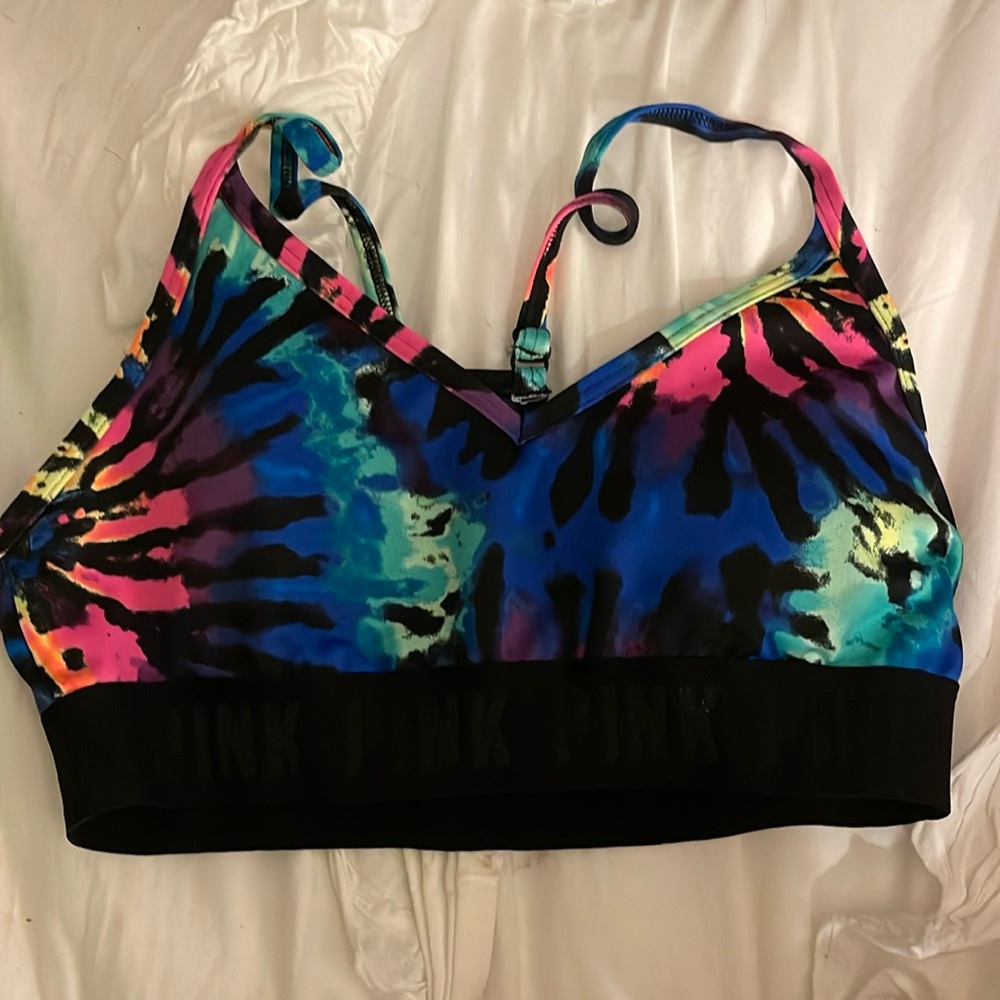 Barely worn tie dye bra from Pink. Super cute and fun. Size s/p.